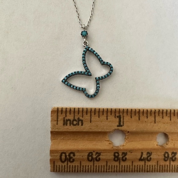 925 Silver turquoise butterfly necklace - Picture 3 of 4
